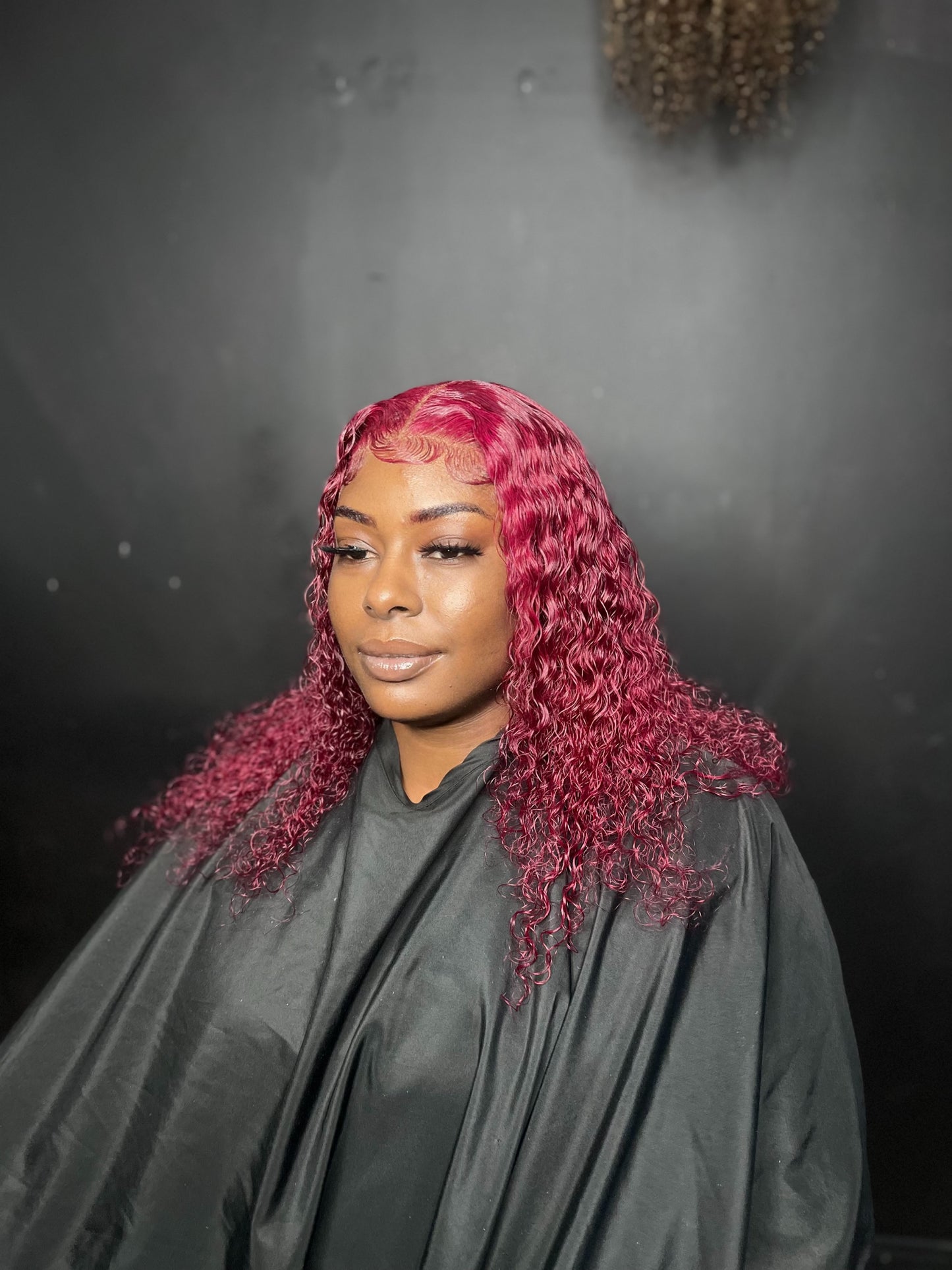 16 inch burgundy curly