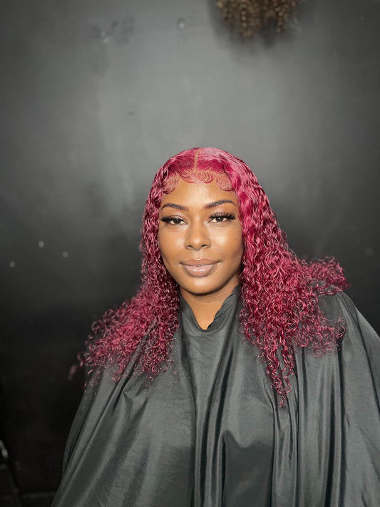 16 inch burgundy curly