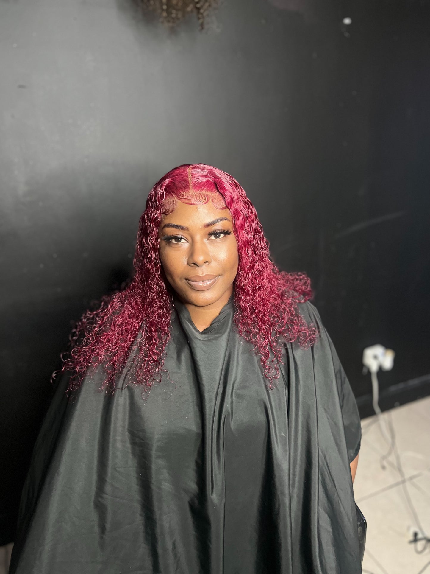 16 inch burgundy curly